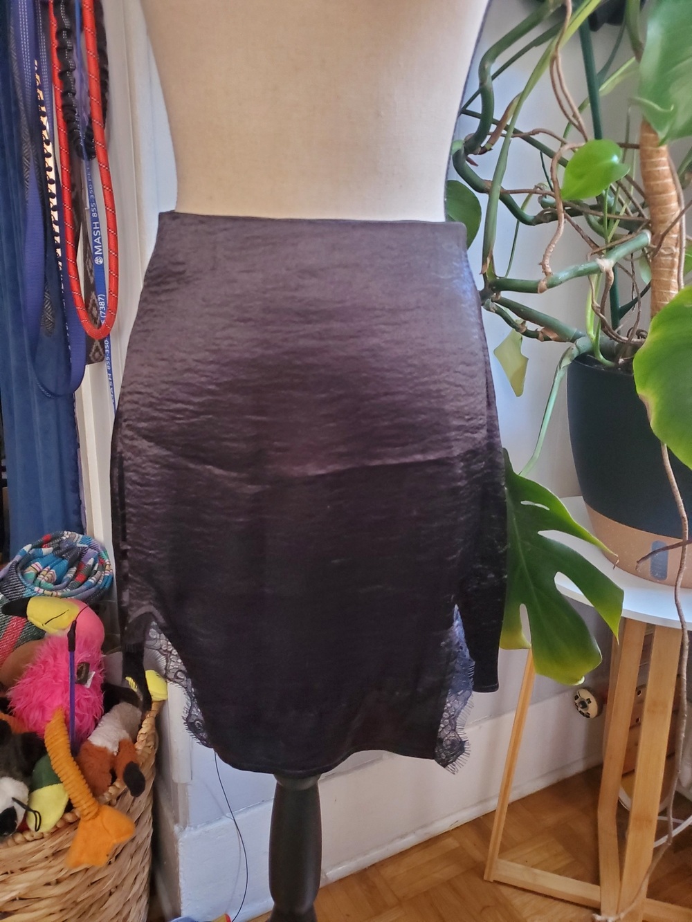 Satin-Look Black Slip Skirt
